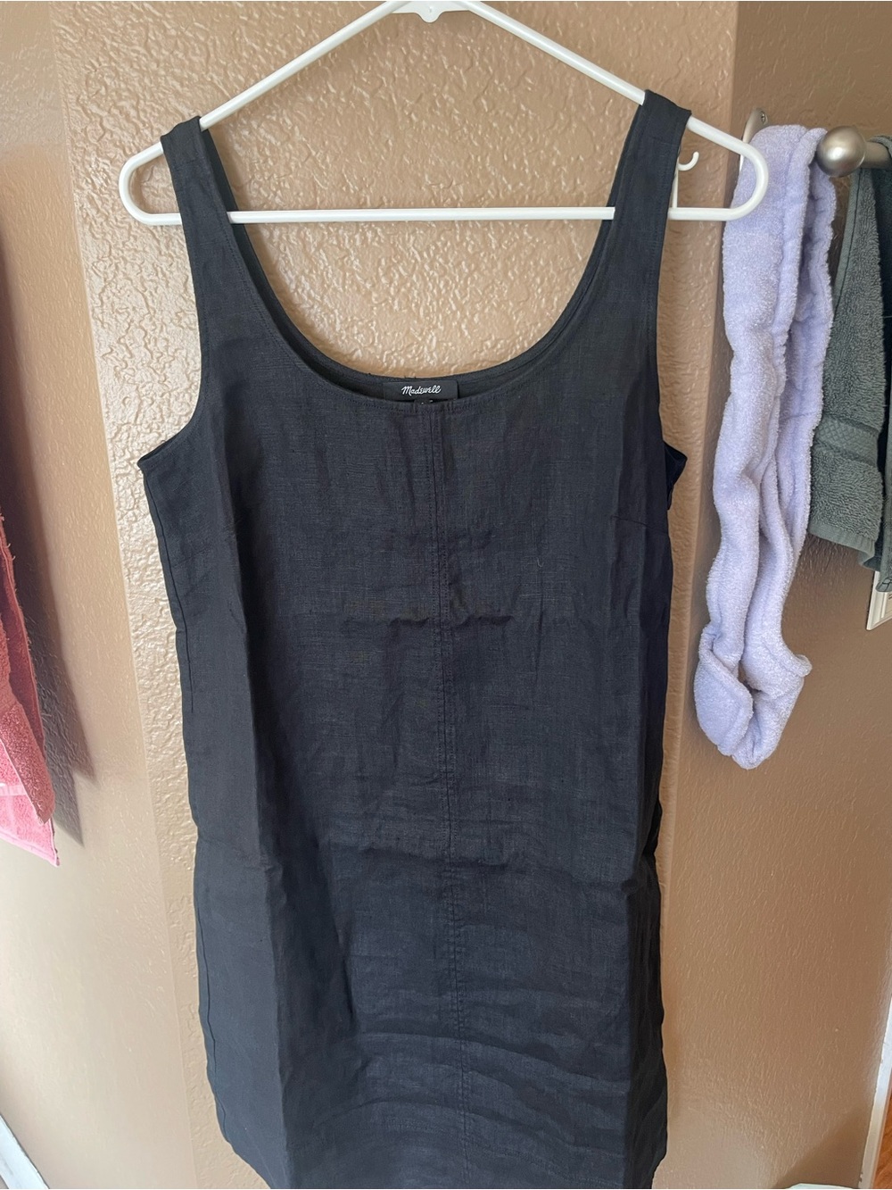Madewell Black Linen Scoop-Neck Tank